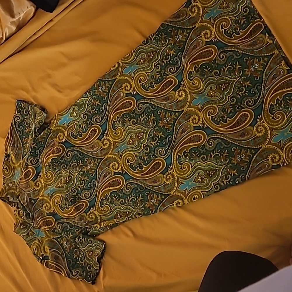 Vintage Handmade Knee Length Paisley Dress in Shades of Green